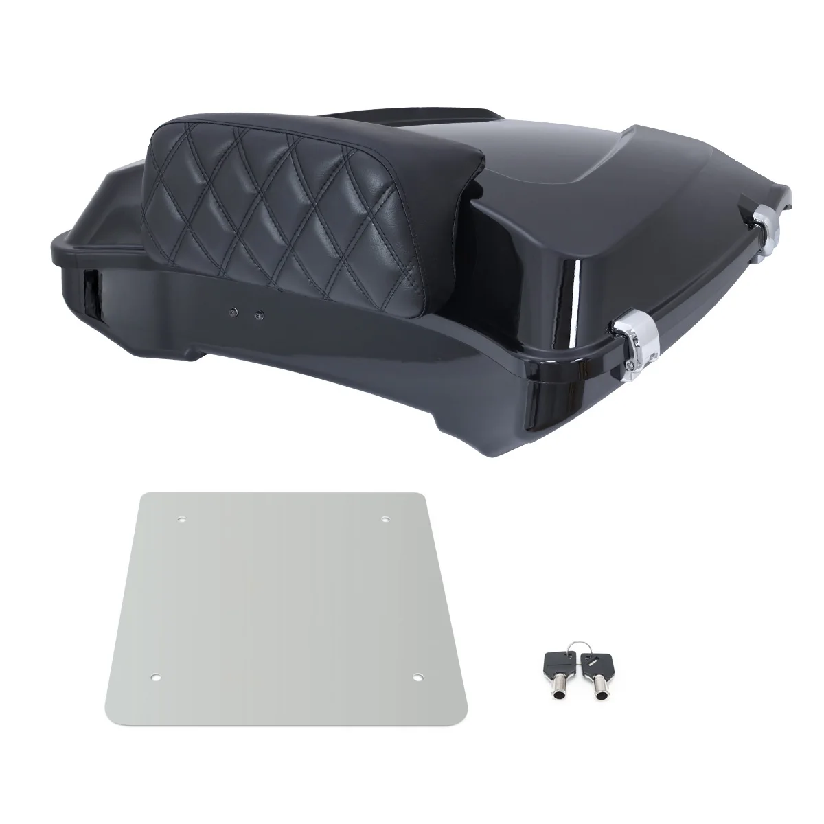 High quality ABS plastic Universal storage box trunk Tail Box Case Trunk  w/ Backrest Pad For Harley Touring Models 1997-2022