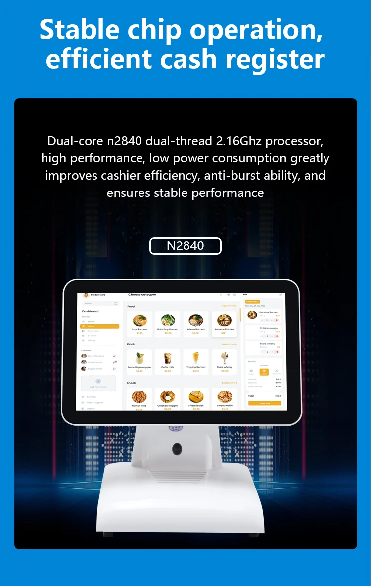 TJXL-Ultra Pretty 15.6 بوصة Win 10/11/Android/Linux نظام POS بشاشة مزدوجة متعدد اللمس الكل في واحد POS Terminal Wifi Cash Registe