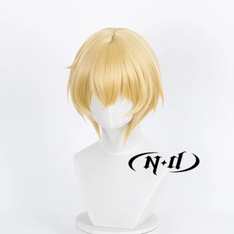 ND Aigis تأثيري الباروكات شقراء هيربيسي لعبة تأثيري خصلات الشعر المستعار للنساء كوميك كون كوزر زي موضوع حفلة مقاومة للحرارة