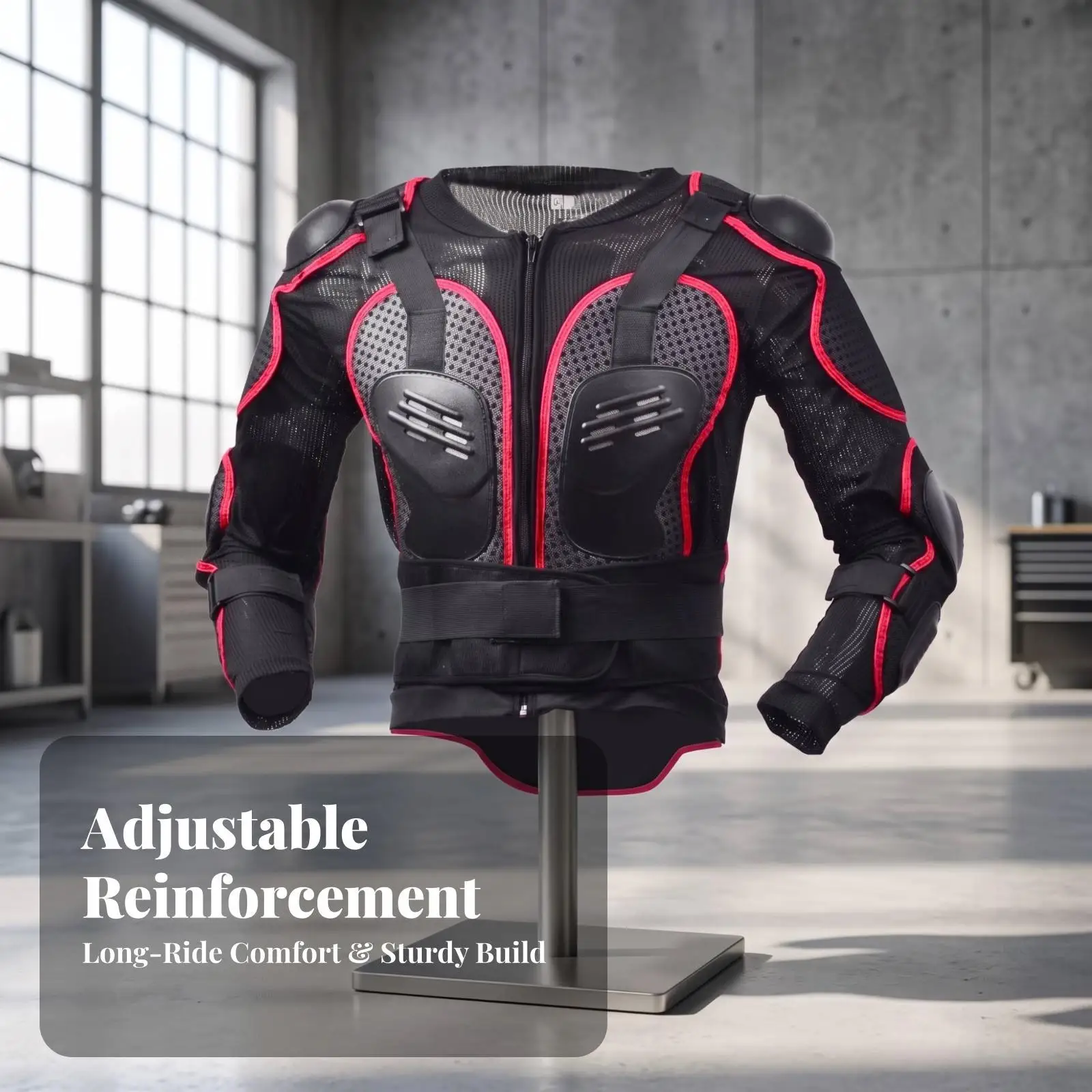 Breathable Polyester Motorcycle Jacket with Adjustable Waist Strap for Trail Commuting Protection