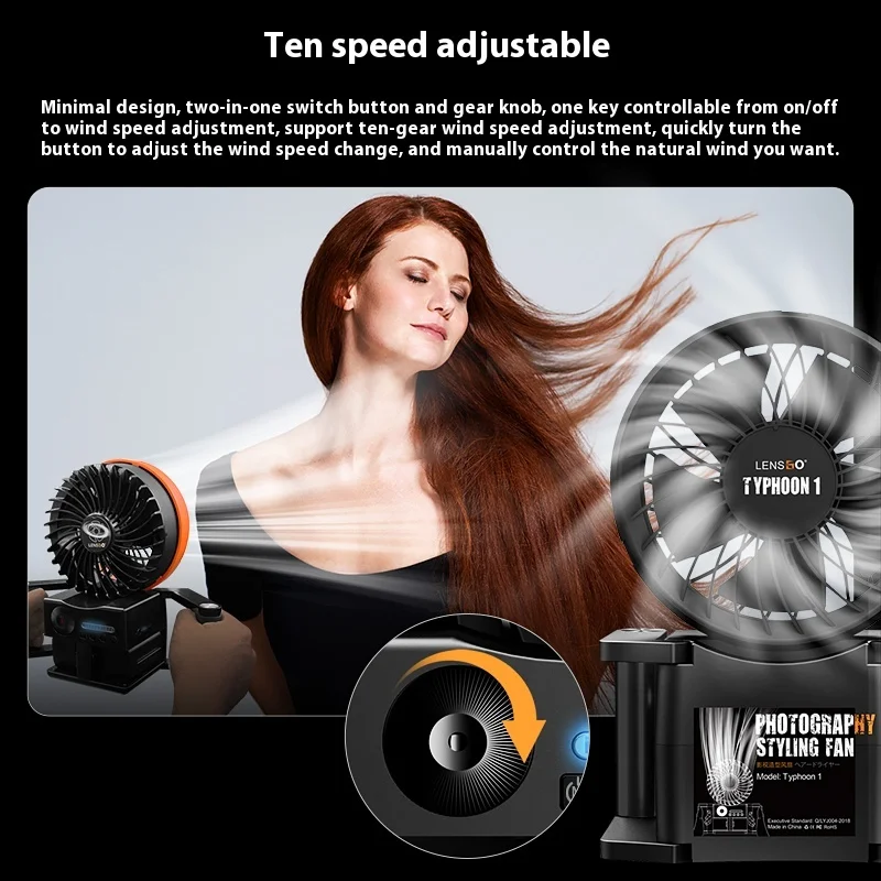 Original LENSGO TYPHOON 1 Portable Styling Fan Photography Styling Camera Fan Custom Strong And Sharp Wind Fan For Volg Live