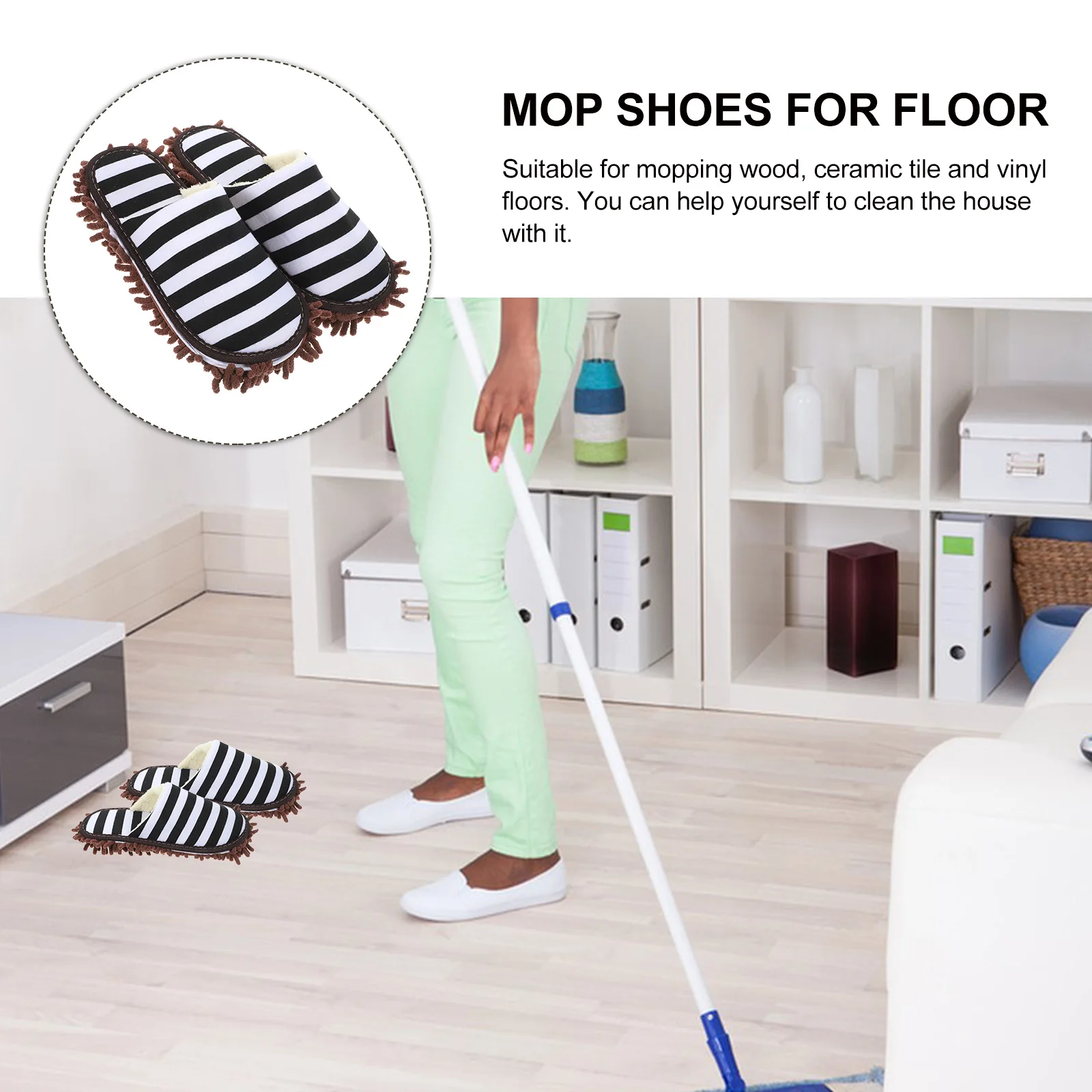 

1Pair Lazy Mop Slippers Practical Antiskid Wearresistant Durable Household Cleaning Reusable Sweeping Shoes Cleaning Mop Shoes