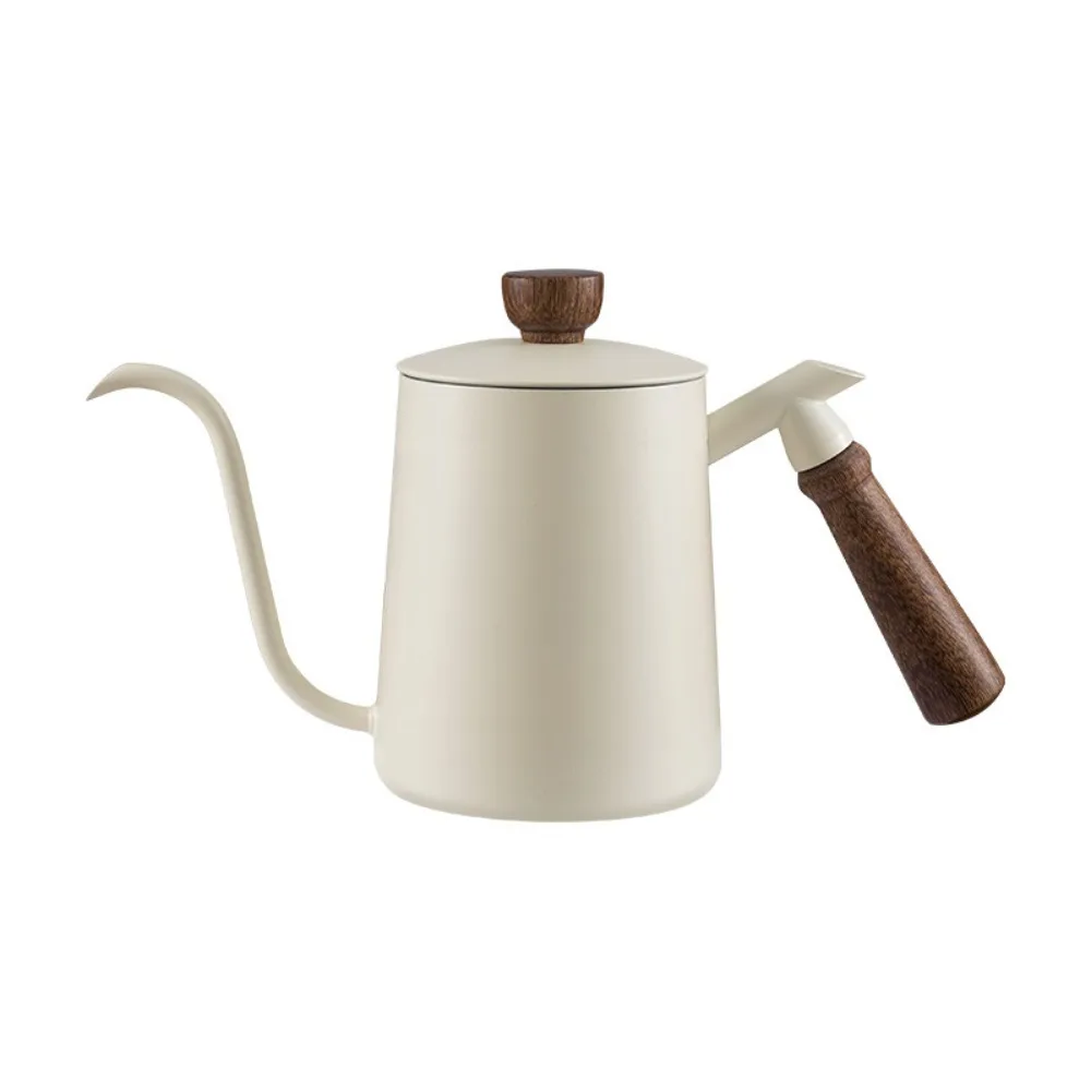 Wooden Handle Goose Neck Coffee Kettle Drip Port 600 ML Pour-over Coffee Pot 304 Stainless Steel Anti-scald