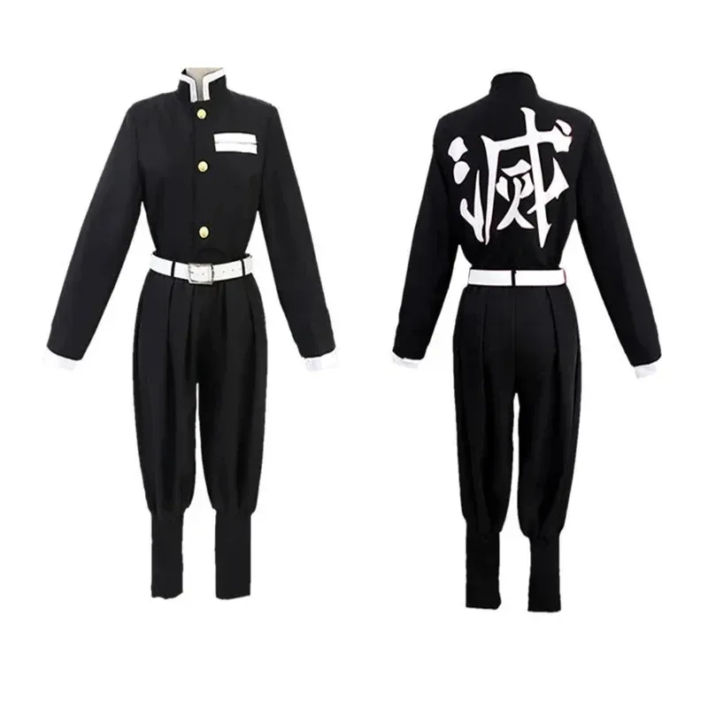 CyCostume 애니메이션 악마 슬레이어 Kochou Shinobu 코스프레 의상, Kimetsu No Yaiba Kochou 유니폼, 할로윈 가발 및 헤어피스