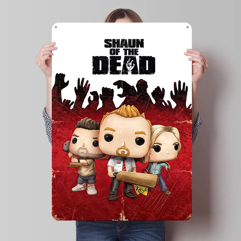 Shaun of the Dead Funko Pop Figures Tinplate Poster Custom Wall Art Vintage Metal Signs Retro Tin Plaque for Bedroom Decoration