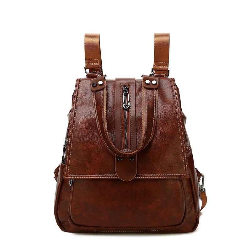 

Nesitu High Quality Vintage New Fashion Green Black Brown PU Leather Women Backpacks Female Teenager Girl Lady Travel Bags M3797