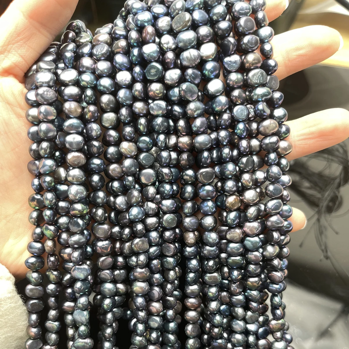 Dyed Black 100% Natural Freshwater Pearls Irregularly Shaped Pearls Beads for Jewelry Making DIY Necklaces Bracelets Accessories