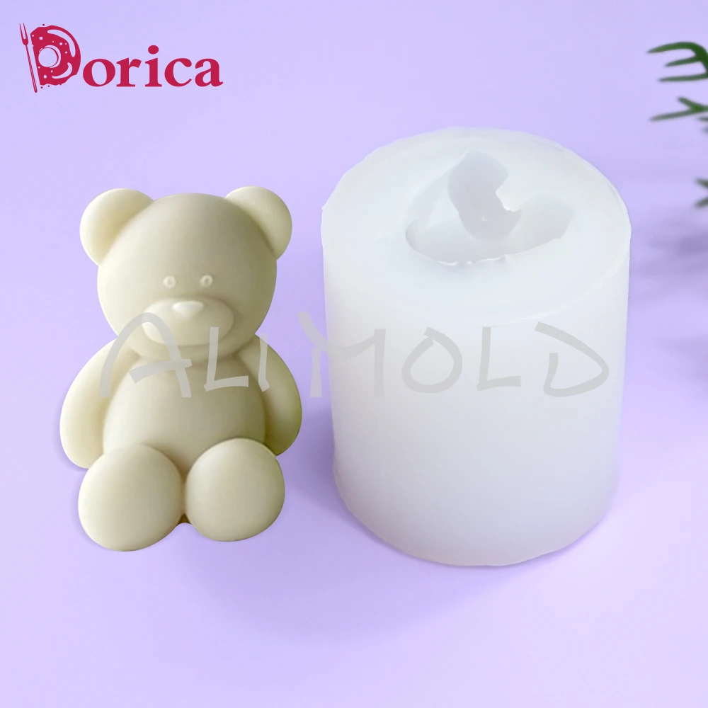 3D Sitting Bear Shaped Candle Mold Aromatherapy Wax Gypsum Soap Silicone Mould Diy Creative Gift Making Tools Home Decoration