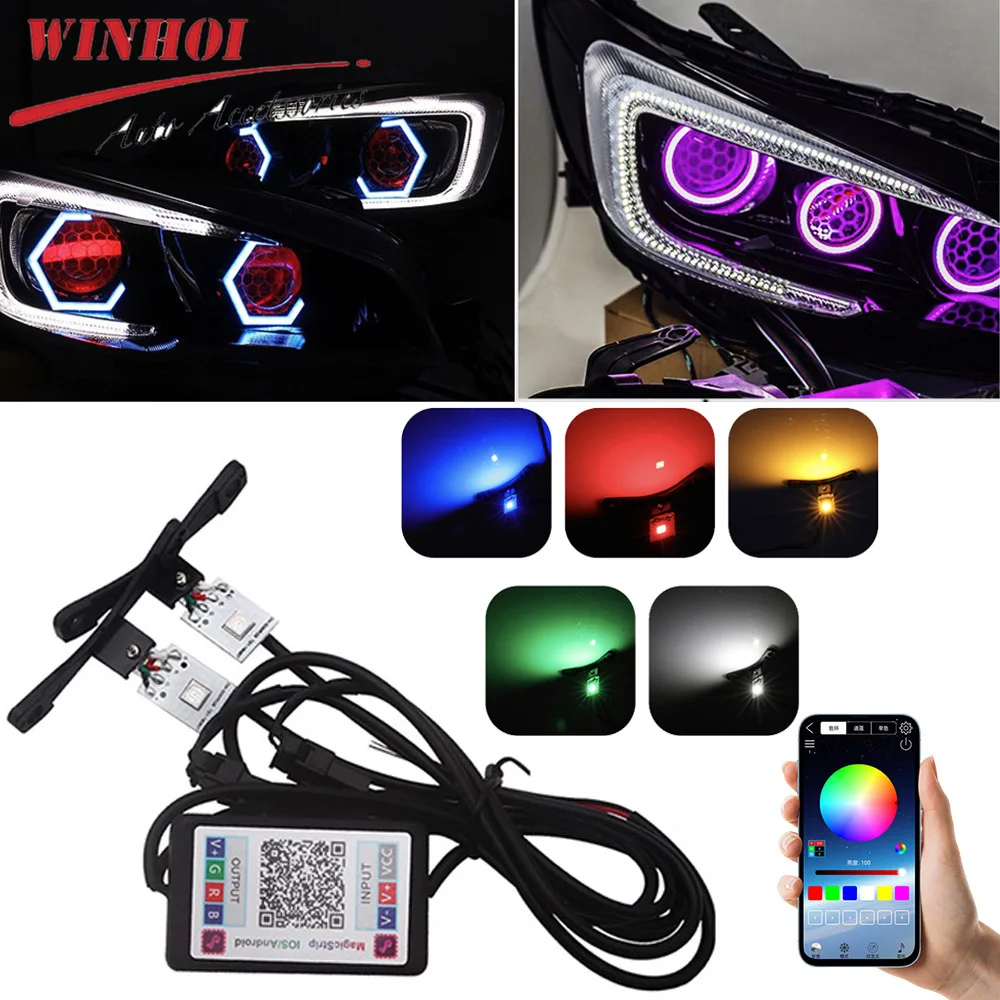 

2 шт., автомобильный светодиодный светильник Demon Eyes, 12 В, автомобильные глаза дьявола для 2,5 дюйма, 2,8 дюйма, объектив проектора Bi Led, модернизированные аксессуары для светодиодных фар