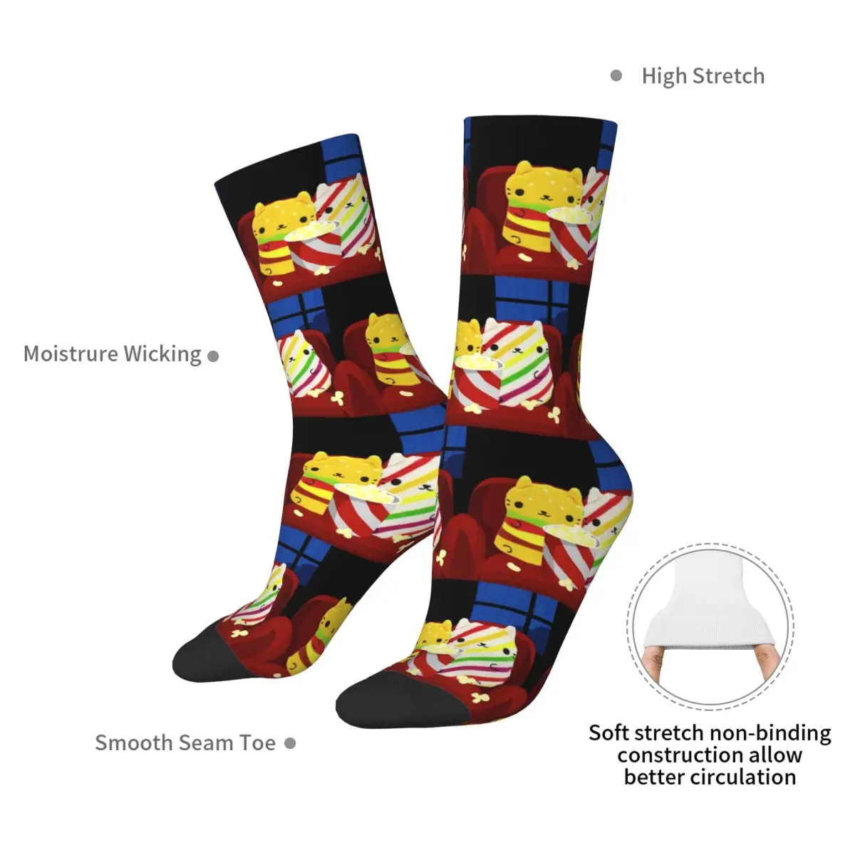猫対ピクルスソックス原宿高品質ストッキングオールシーズンロングソックスアクセサリーユニセックスクリスマスギフト用