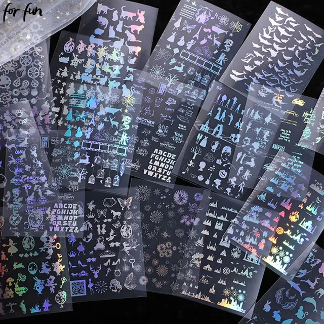 Zabawne naklejki dekoracyjne DIY Przezroczyste naklejki dekoracyjne do form z żywicy silikonowej Wypełnienie żywicą Naklejki laserowe Scrapbooking