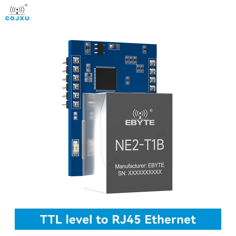 TTL Serial to RJ45 Ethernet Module IoT Support MQTT Protocol Modbus TCP to RTU COJXU NE2-T1B 2 Ways Sockets Low Power SMD Module