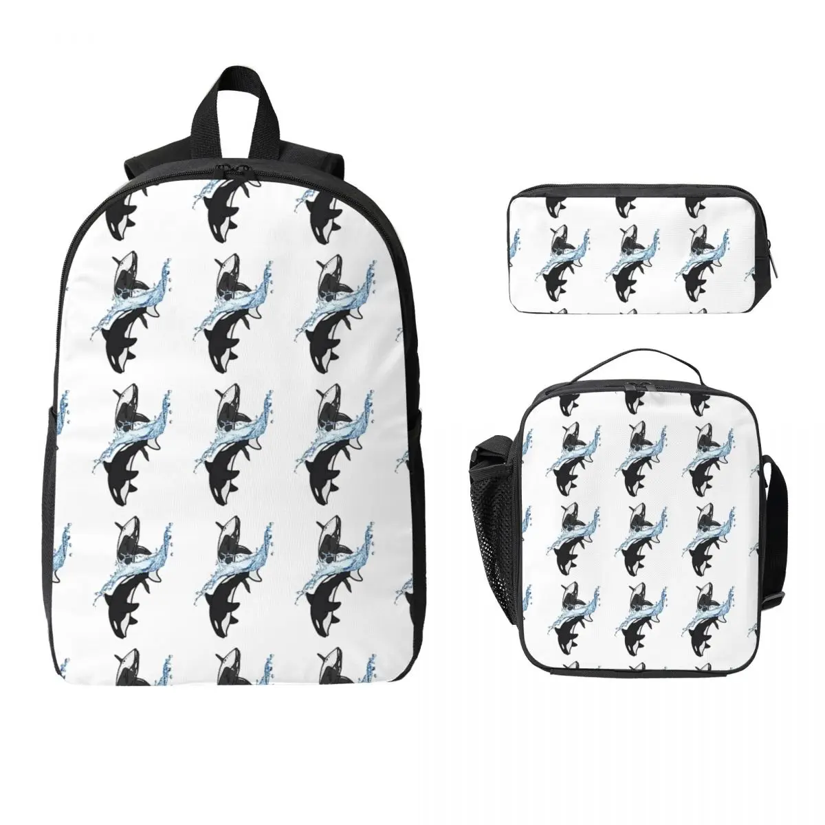 

Orca Whale Orcan Backpack Student Boys Girls BookBag School Bag Computer Shoulder Bags 3ps Insulated Lunch Bag Pencil Case