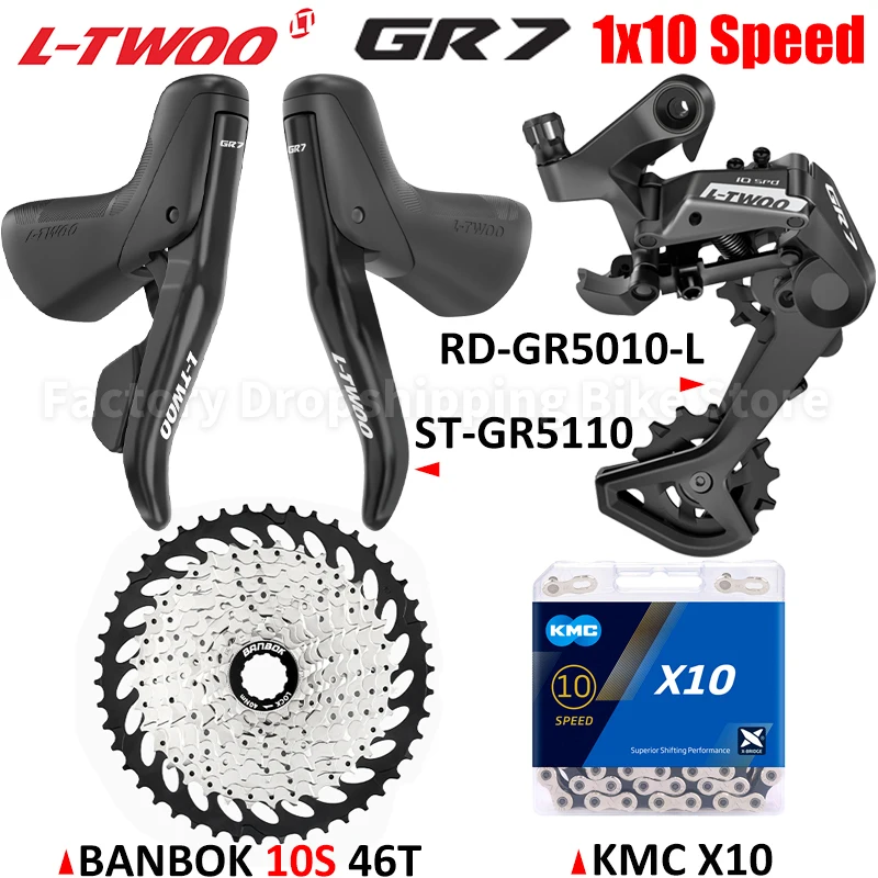 Ltwoo Gr7 1X10 Speed Grind Racefiets Mechanische Remmen Derailleur Kits Zonder Demping Achterderailleur 42T 46T 50T Cassette