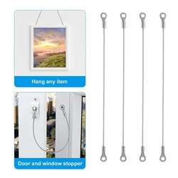 4pcs Door Window Stopper Wire Rope Stainless Steel Cabinet Restraint Cable Cupboard Hinge Flexible Gadgets