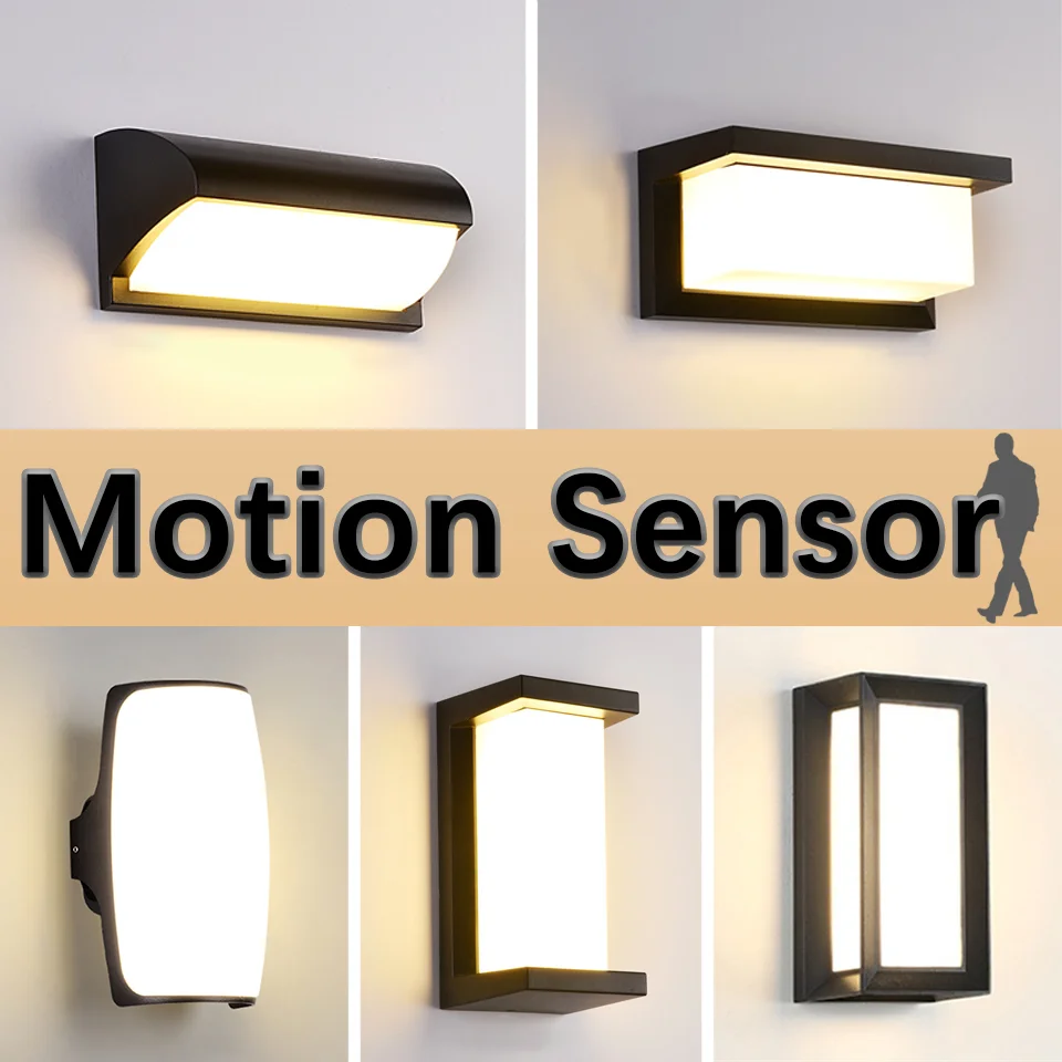 

LED Wall Light Lamp Motion Sensor 85-265V ABS Waterproof Led Lights Modern Indoor Outdoor Room Decoration For Home Balcony Porch
