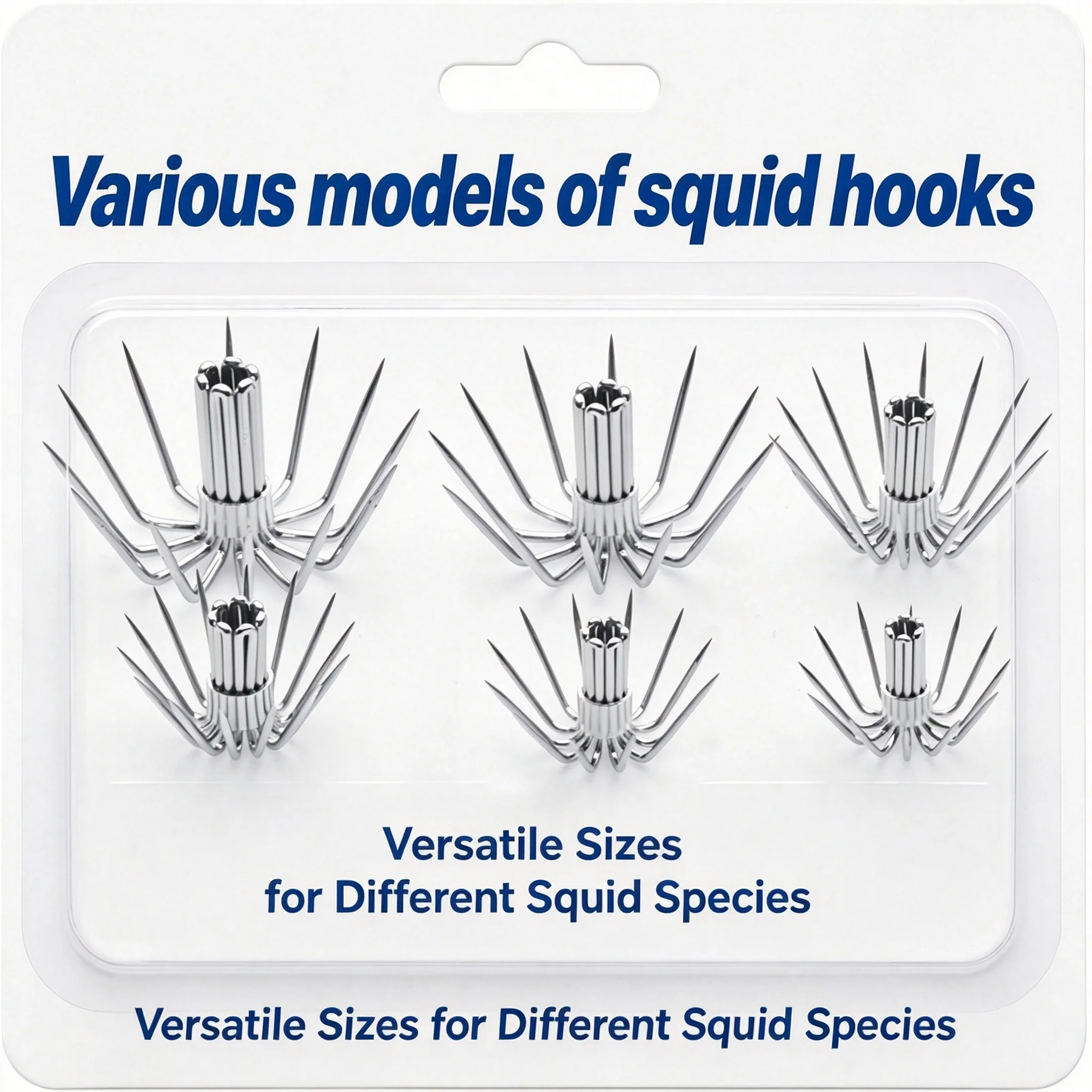10 PCS Right Angle Stainless Steel Squid Umbrella Hooks Sharp Squid Jig Replacement Portable Sea Fishing Tackle Kit for Anglers