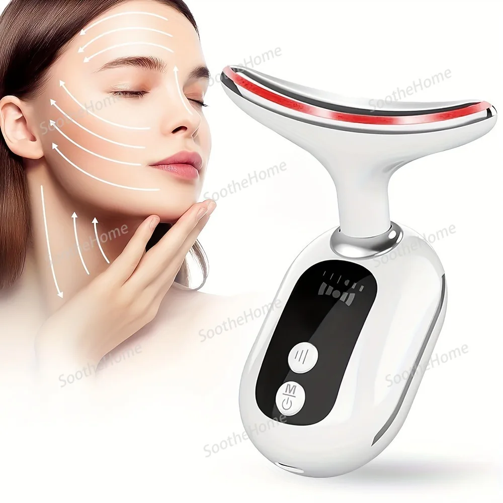 New Rechargeable Facial and Neck Massager with 3-Color LED Neck Lights