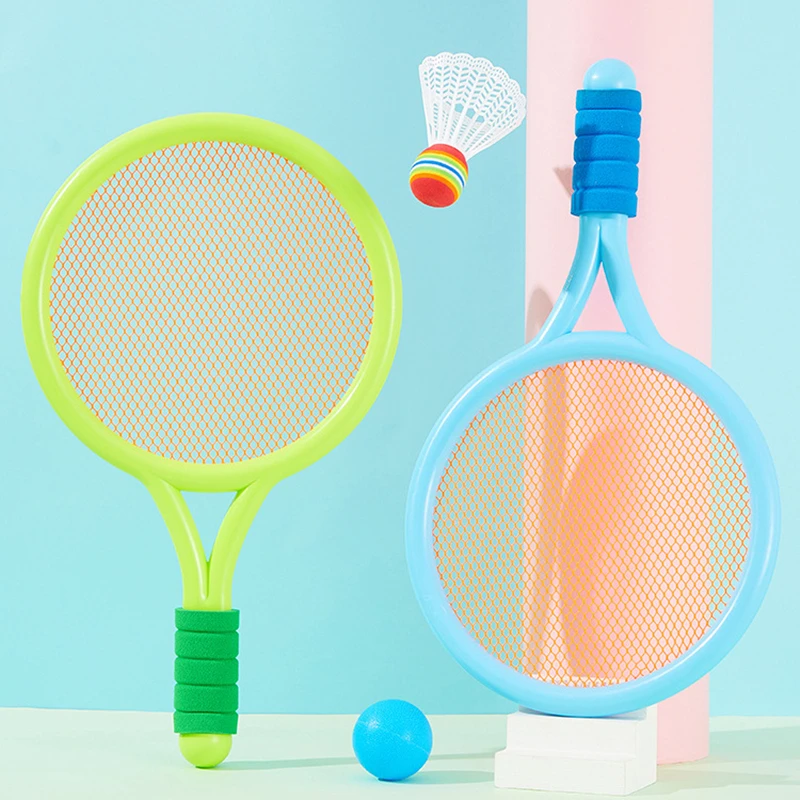 Set Raket Tenis & Bulu Tangkis Anak - Raket Olahraga Luar Ruangan Ringan Perlengkapan Tenis & Bulu Tangkis Portabel untuk Anak