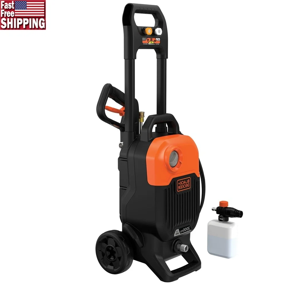 

2000 PSI Electric Pressure Washer with Telescoping Handle Integrated Storage Turbo Nozzle Soap Bottle Outdoor Cleaning