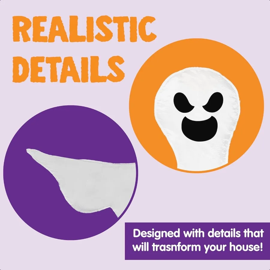 JOYIN 53 할로윈 구부릴 수 있는 나무 포장 유령 장식, 할로윈 야외 잔디밭 나무 기둥 장식, 유령 파티 장식