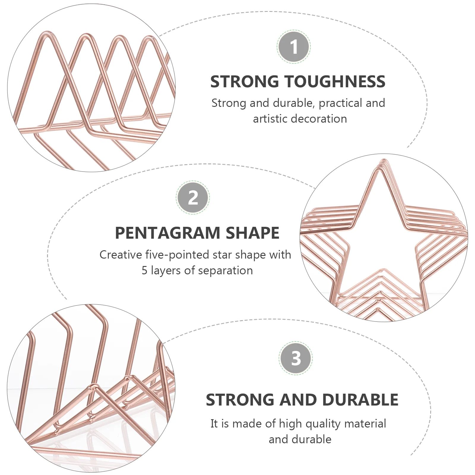 Pentagram Bookshelf Organizer Rack Holding Folders Desktop Metal Office Card Topper