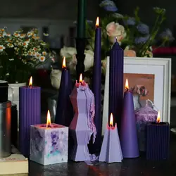 Creative Handmade Purple Scented Candles Home Table Decorative Ornament Set Wedding Party Romantic Light Fragrance Pillar Candle