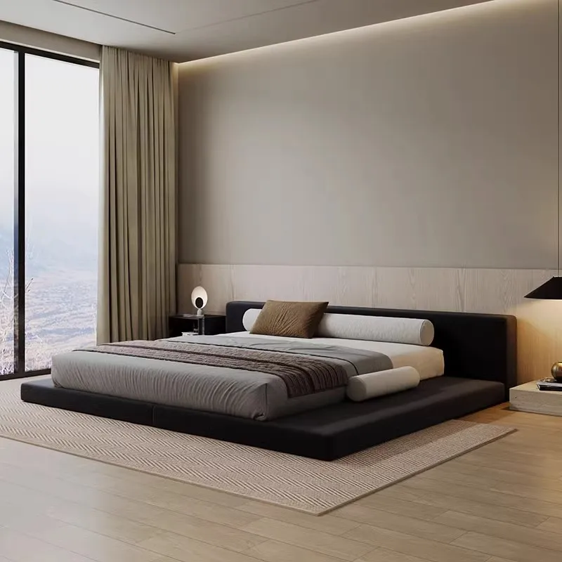 Gray European Double Bed Decoration Australia Items Floating Luxury Double Bed Frame Modern Cama Matrimonial Furniture Home
