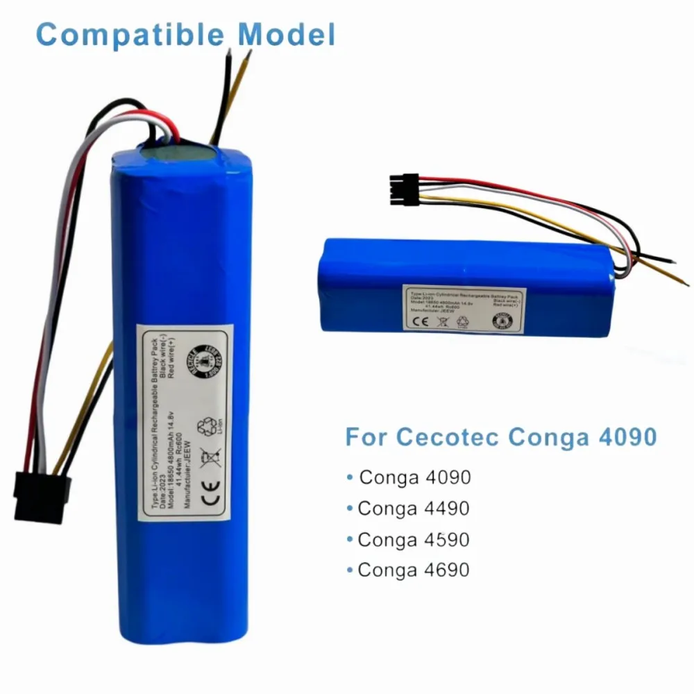 14.8V 14.4V CECOTEC CONGA 5090 5490 6090 7090 Robot Vacuum Cleaner 18650 Battery Pack 6800mAh Battery Replacement