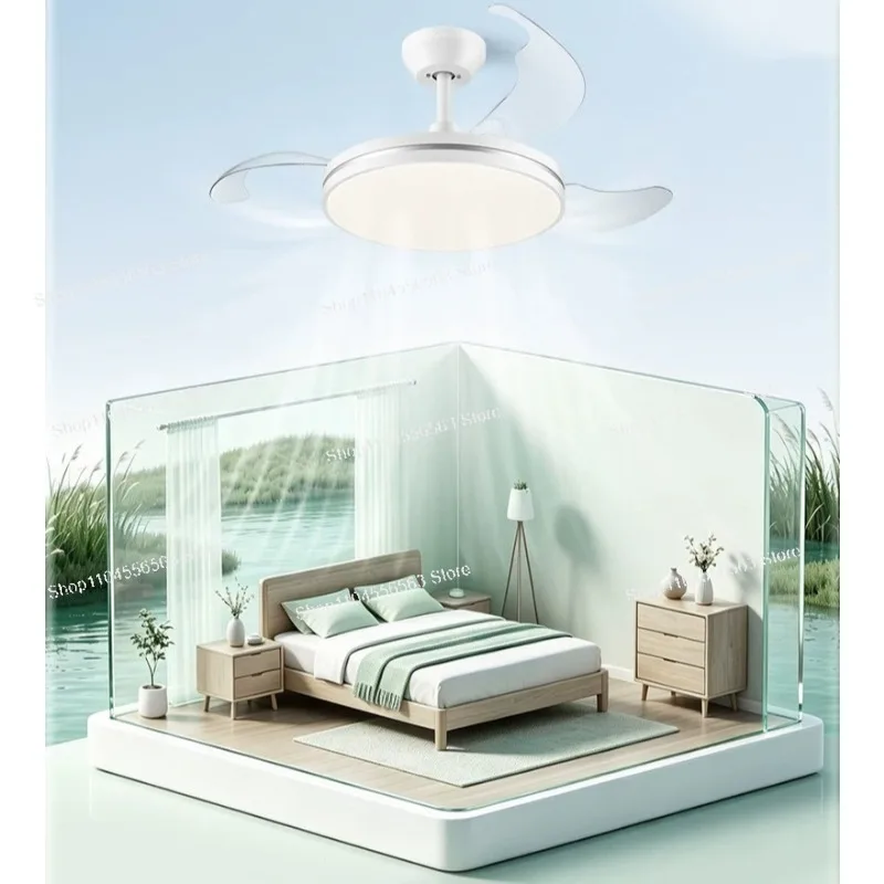 2026 new invisible ceiling fan ceiling fan light household integrated chandelier