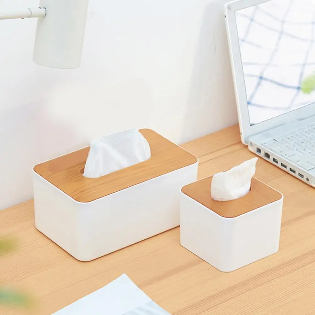 Removable Wooden Cover Tissue Box Mini Tissue Storage Tube Holder Storage Box Car Home Decoration Simple Fashion Tissue Box