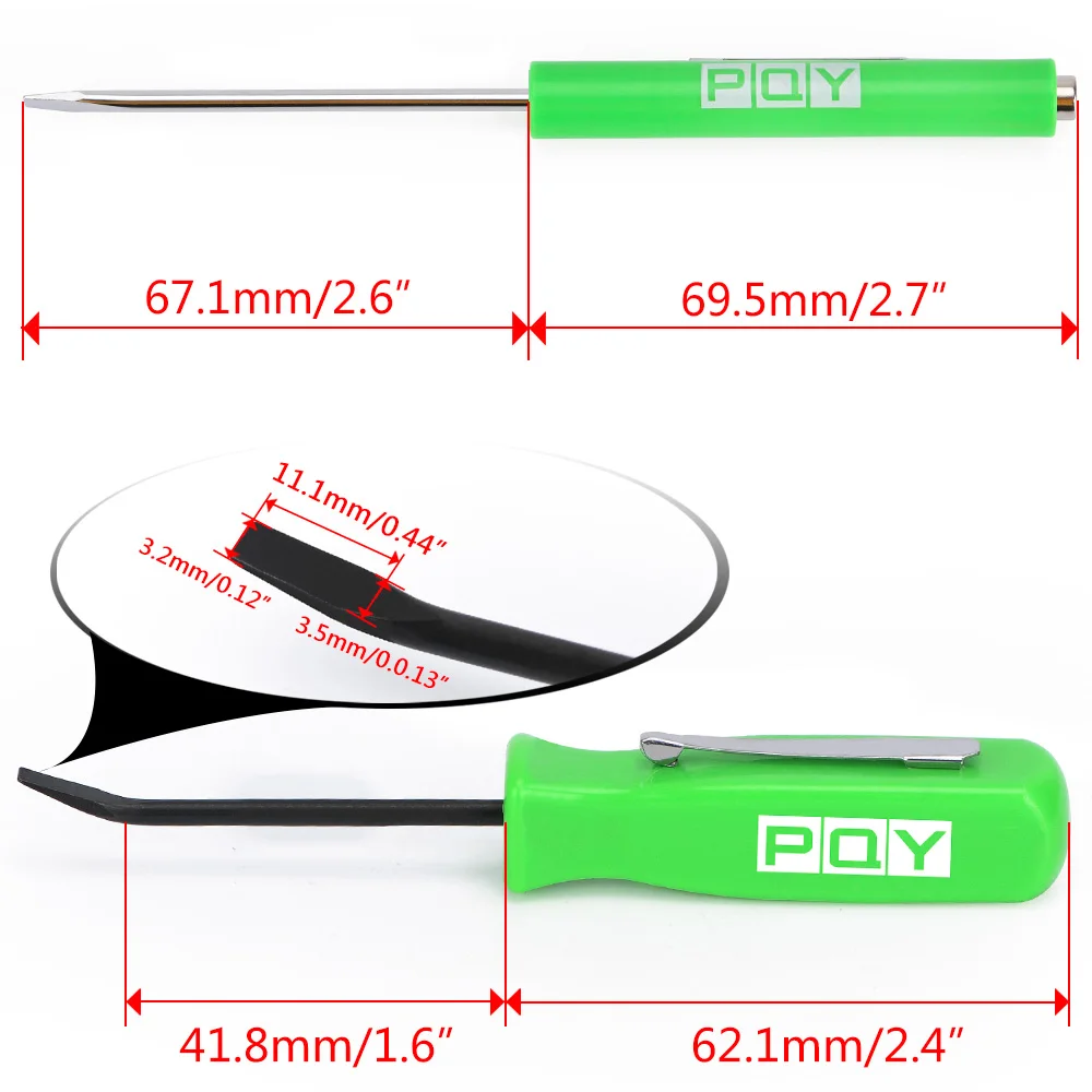 Mini Pocket Clips Screwdriver Strong Magnetic Slotted + Pocket Pry Bar Short Angled Operating Handy Tool 4-Sided Grip