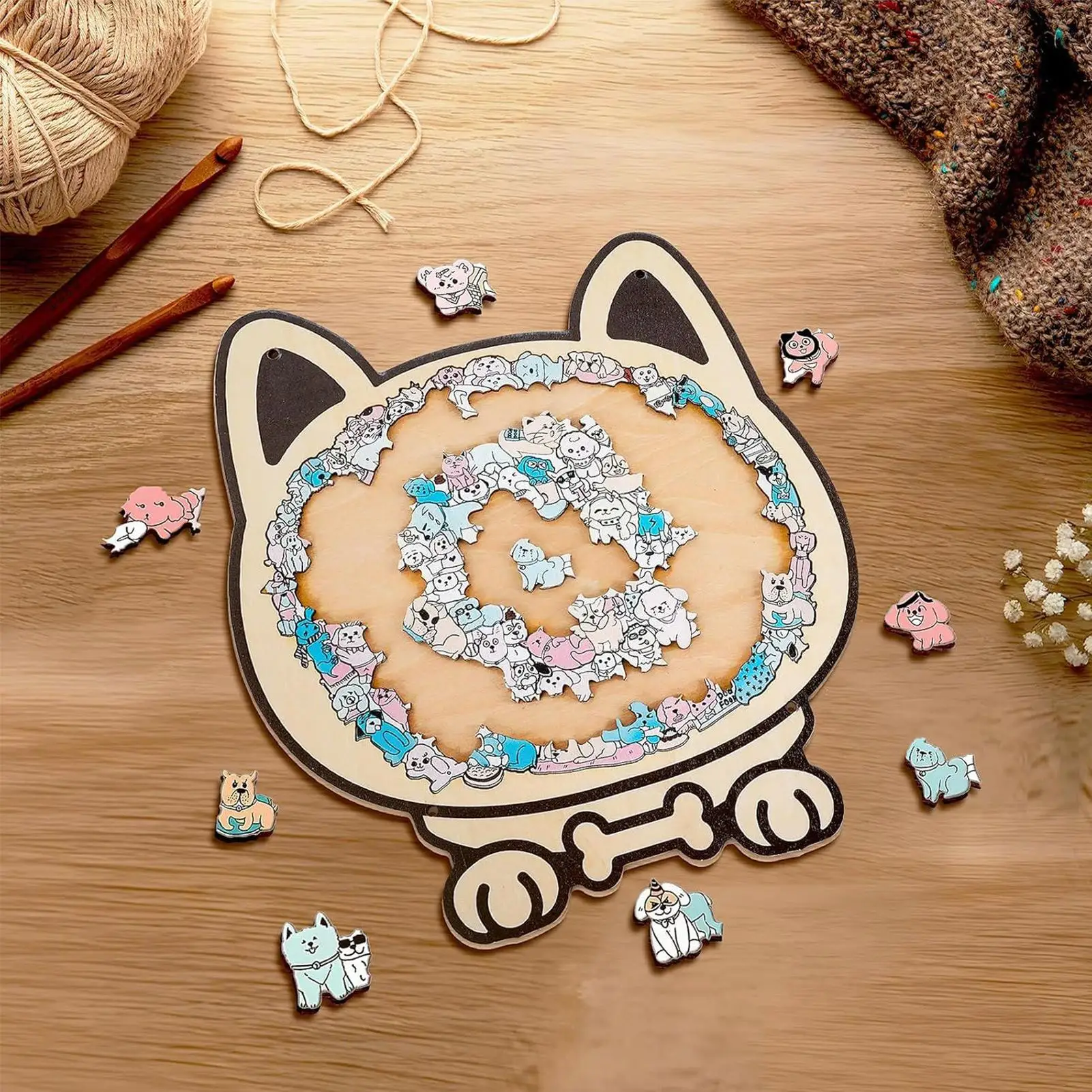 Houten puzzels voor volwassenen 135-delig uitdagingsspel in dierenvorm Houten puzzel in de vorm van een hond voor verjaardag, vakantie, educatief