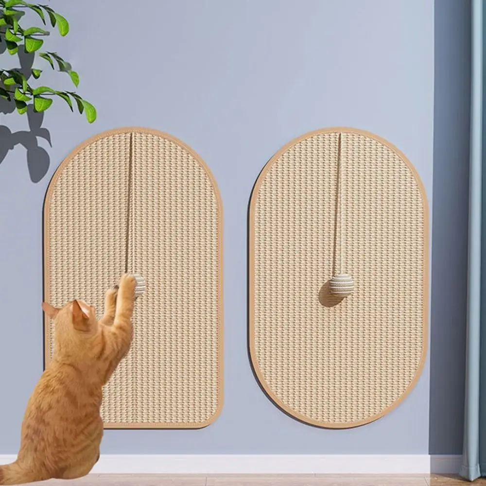 

Self-Adhesive Natural Sisal Cat Scratch Pads Wear-resistant with Ball Cat Scratch Board Washable Cat Wall Pads for Pets