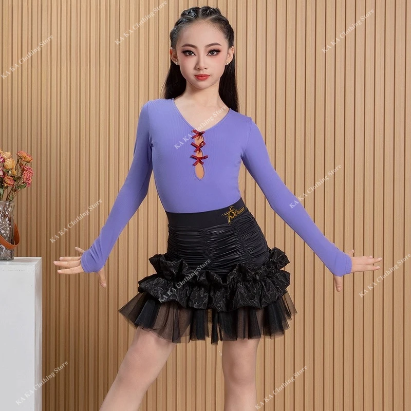 Abiti da ballo latino Samba Ragazze Salsa Abito da ballo latino Ragazze Abiti da competizione di ballo da sala Prestazioni di abiti da ballo per bambini