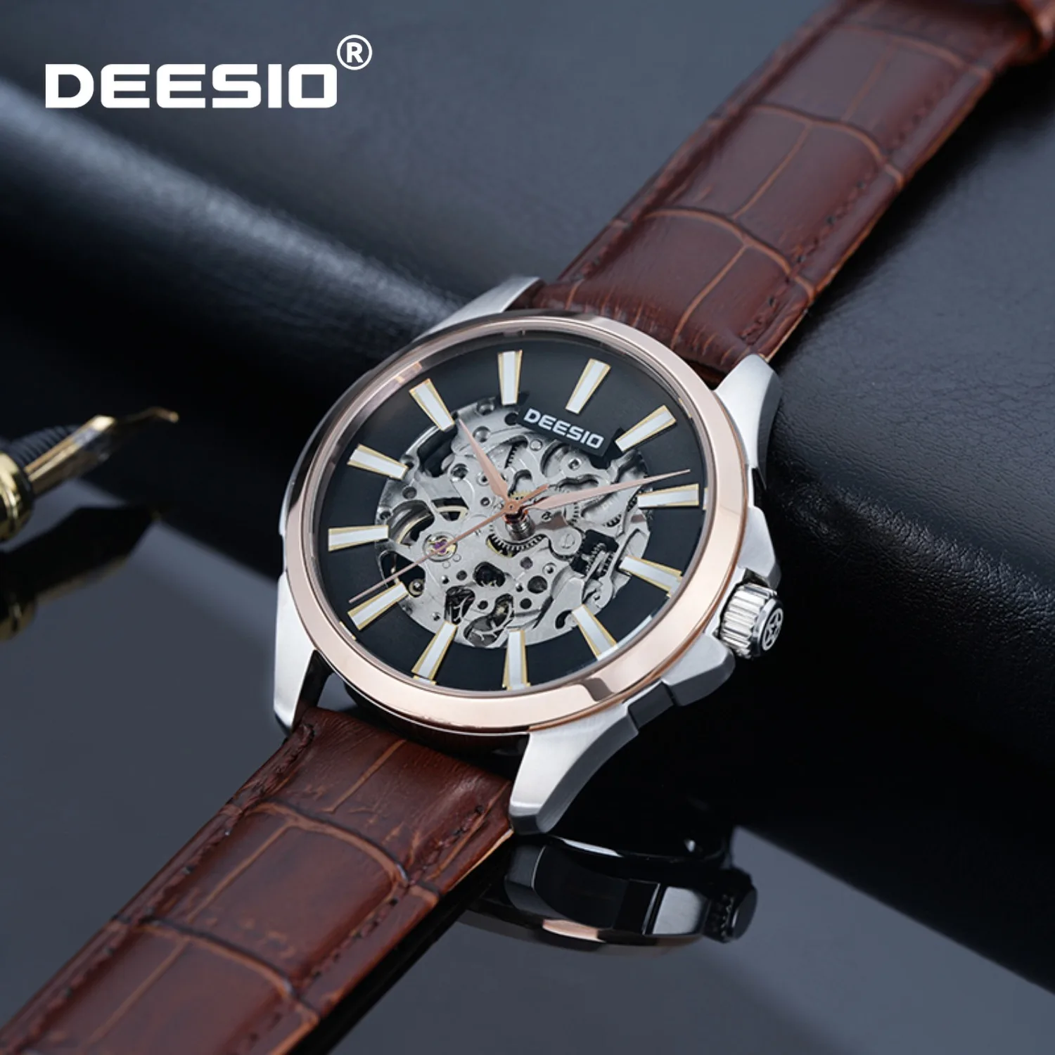 

Мужские автоматические часы Deesio с сапфировым стеклом, нержавеющая сталь 316L, водонепроницаемость 30 м, застежка-бабочка, механические роскошные наручные часы