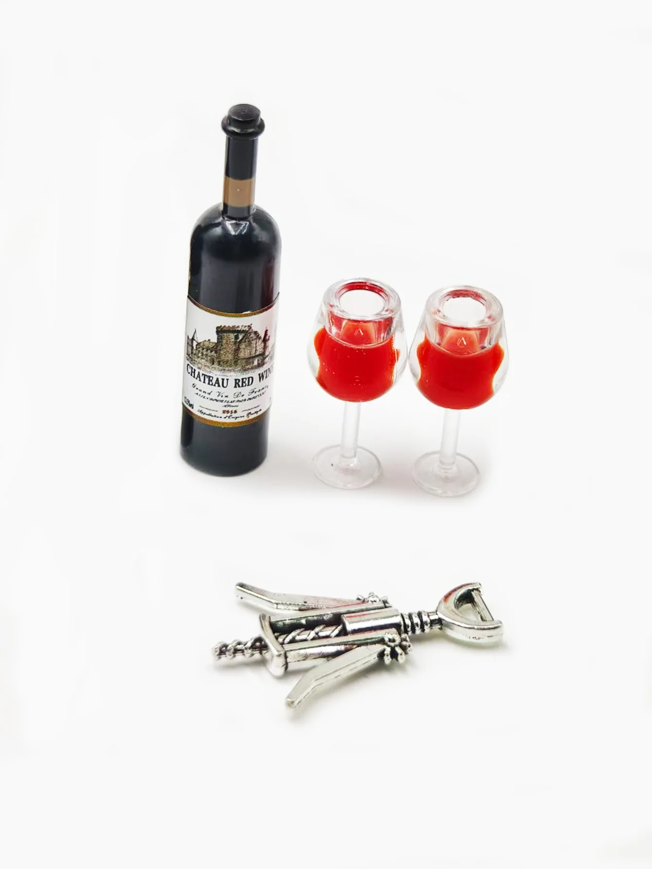 Lot de 10 mini bouteilles de vin à l'échelle 1:12 - Décorations de gâteaux, de boissons, de vin, de verres à bière, accessoires pour maison de poupée