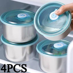 Round Leak-proof Lunch Box with Cover Stainless Steel Food Preservation Box Heat Resistant Sealed Food Storage Tank Tableware