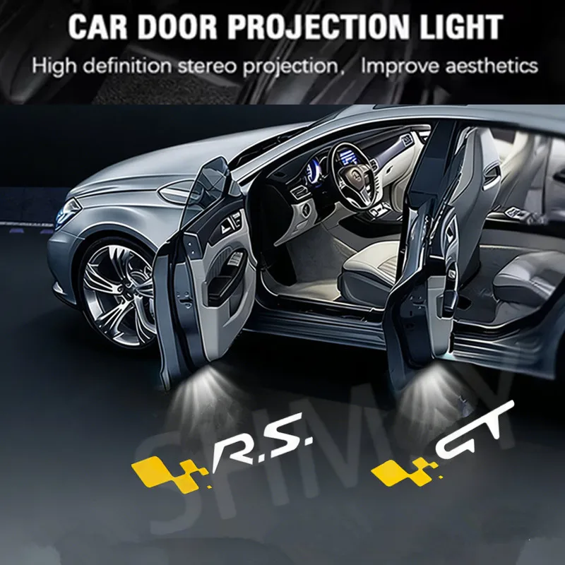 2 luces LED de cortesía para puerta de coche, proyector de bienvenida para Clio Captur Twingo Megane A CLIO INITIALE RS GT Sport MK2 MK3 MK4 MK5