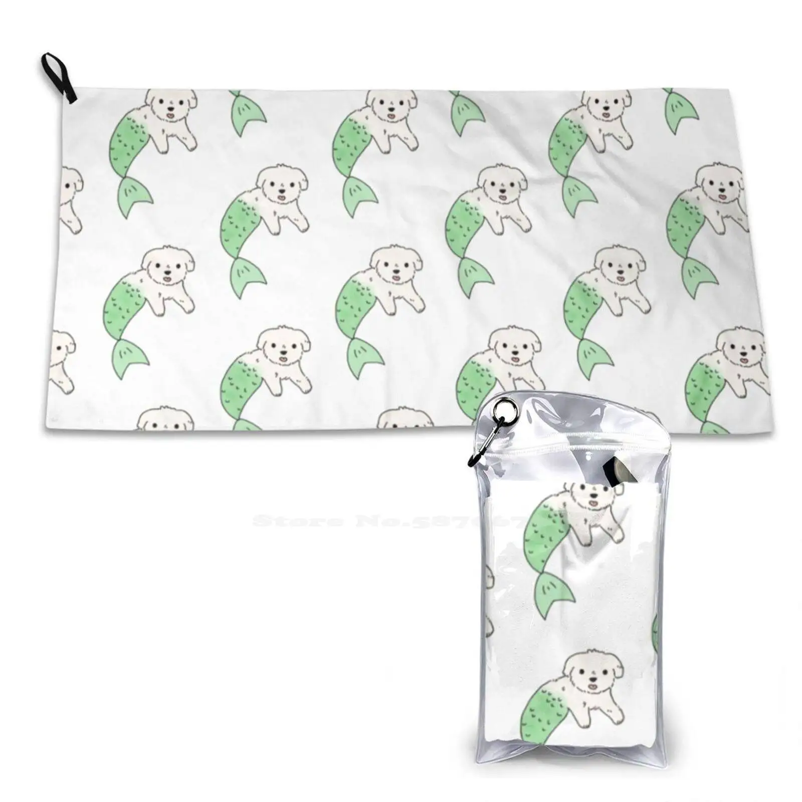 Maltipoo Merdawg Soft Towel Quick Dry Beach Towel White Dog Maltese Poodle Puppy Dogs Mermaid Merdawgs Maltipoo