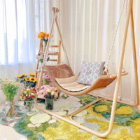 3 Seater Garden Rattan Rope Swing Chair Patio Hammock,hanging Lounge Camping Rocking Swinging Outdoor Chair/