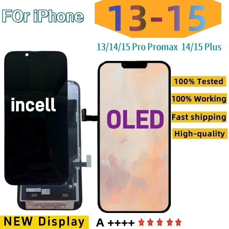 NEW OLED TFT LCD display for iPhone 13/14/15, 3D touch screen digitizer for iPhone 13 14 15 Pro Max 13 Mini, 14 15 Plus Incell