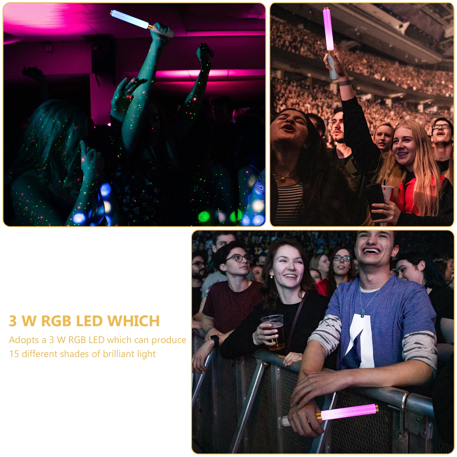 

High Brightness LED Glow Stick Light Wand 3W RGB 15 Colors Concert Party Signal Warning Event ABS Material Handheld