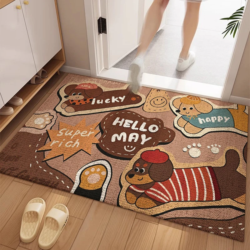 

Ретро-коврик для прихожей с изображением собаки, противоскользящий, грязеотталкивающий, настраиваемый, прямоугольный, моющийся