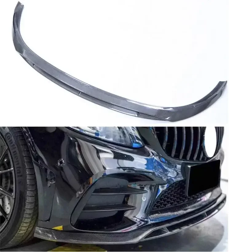 Carbon Fiber Front Lip Splitters Bumper Flaps Spoiler Cover For Mercedes-Benz C Class W205 C205 AMG Coupe C43 2019 2020 2021