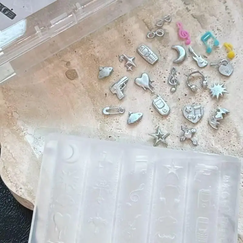 Molde de silicona 3D para uñas, música Retro, dulce, Punk, cola de sirena, plantillas de concha para uñas, joyería artesanal, molde transparente para uñas