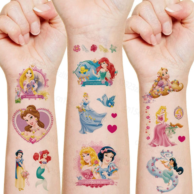 20Pcs/set Disney Princess Cinderella Jasmine Tattoo Sticker Waterproof Sticker Kids Girls Birthday Party Decorations Gift Toys