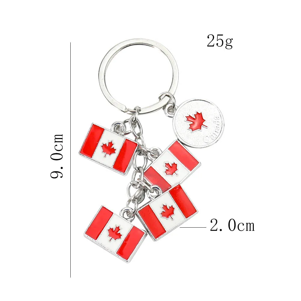 Metal Canadian Flag Maple Leaf Coin Keychain Charms Car Key Holder Keyring Pendant Purse Bag Accessories Jewelry Souvenir Gifts