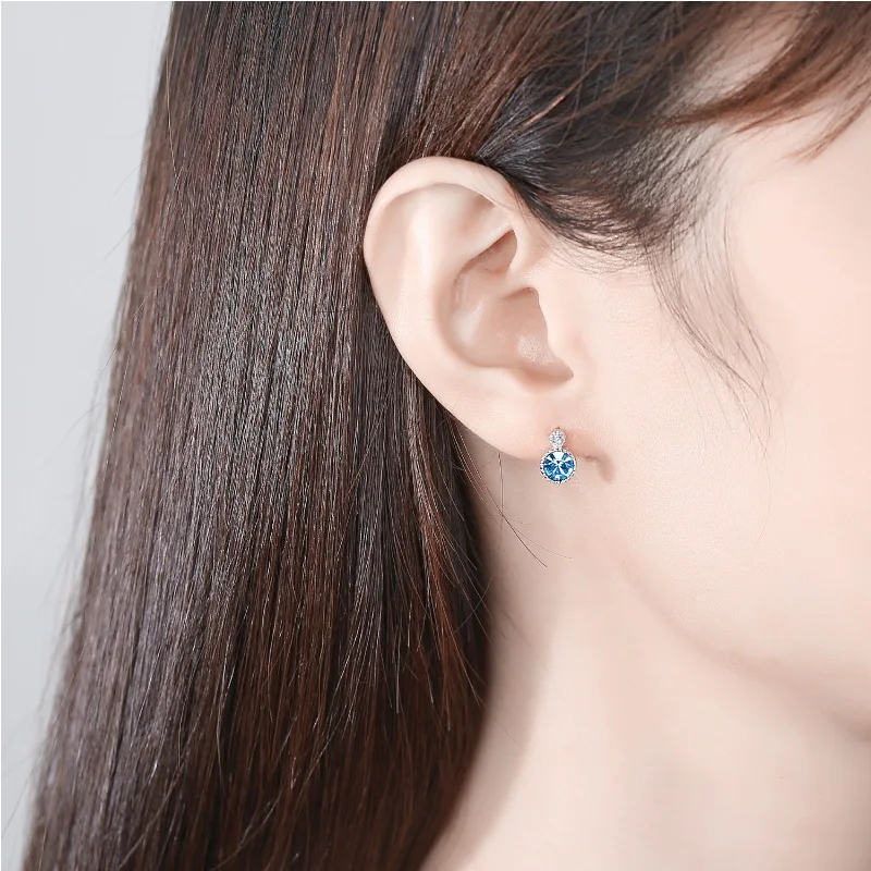 Ocean Heart Blue Gem Earrings