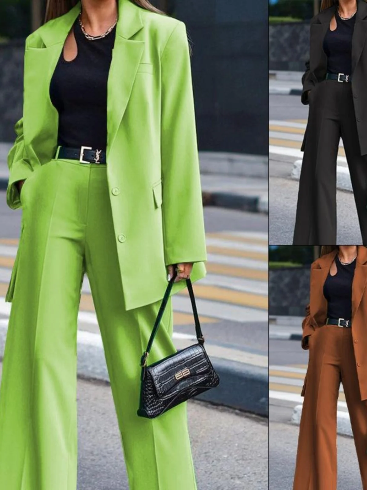 

2024 Autumn/Winter Women's Casual Two-Piece Suit Set Sli Long Sve Long Pants Profional Pantsuit for Women